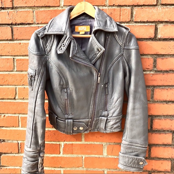 KORS Michael Kors Jackets & Blazers - Michael Kors Distressed Leather Motto Jacket